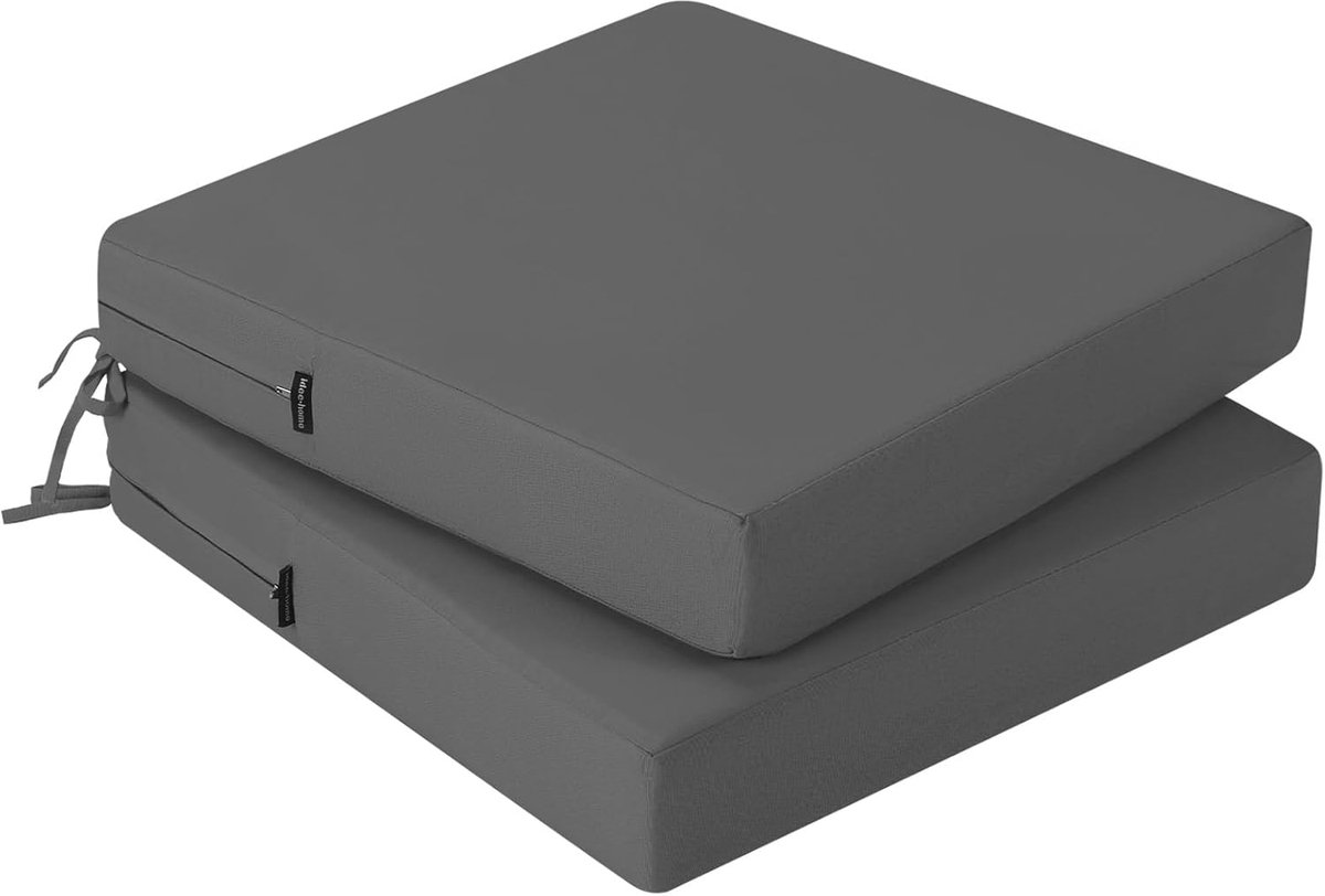 SnelShoppen - Seat Cushion 50x50 cm 2-Piece Waterproof Foam Tuin Kussen Donkergrijs - Perfect voor Tuin, Patio, Camping en Dineren