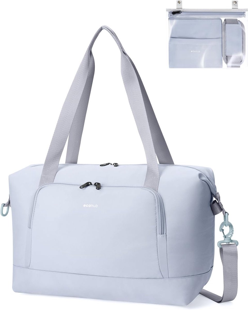 Thijox - ECOHUB Ryanair Reistas 40x30x20 cm - Lichtgewicht Handbagage Tas 24L - Gerecycleerd PET WeekendTas - Onderstoel TravelBag Dames Heren - Grijs