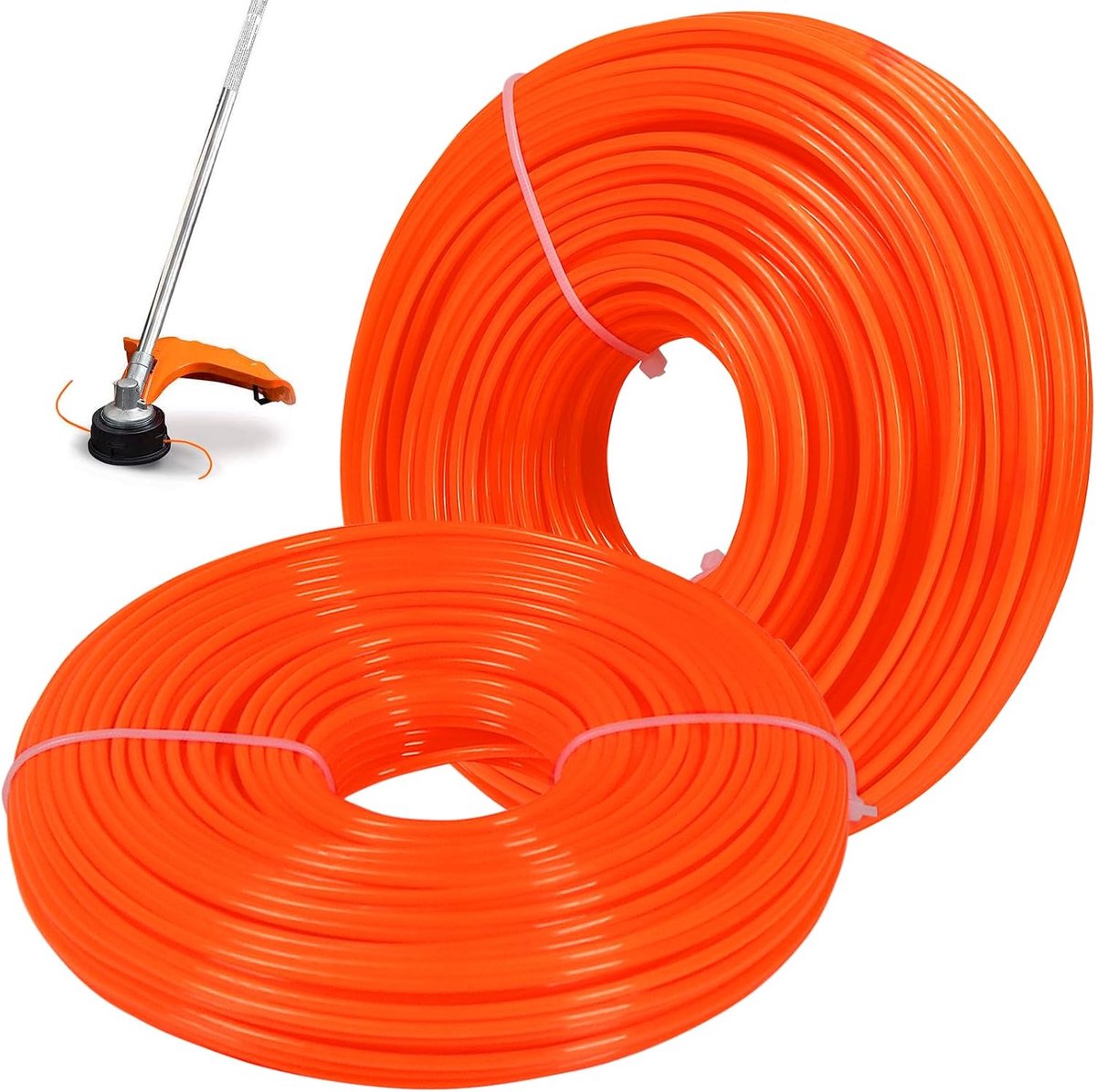 SnelShoppen - 328 Feet Nylon Grastrimmer Draad 2.4mm - Ronde Trimmerlijn voor Tuingebruik - Sterke en Duurzame Trimmer Cord - Oranje, Geschikt voor El