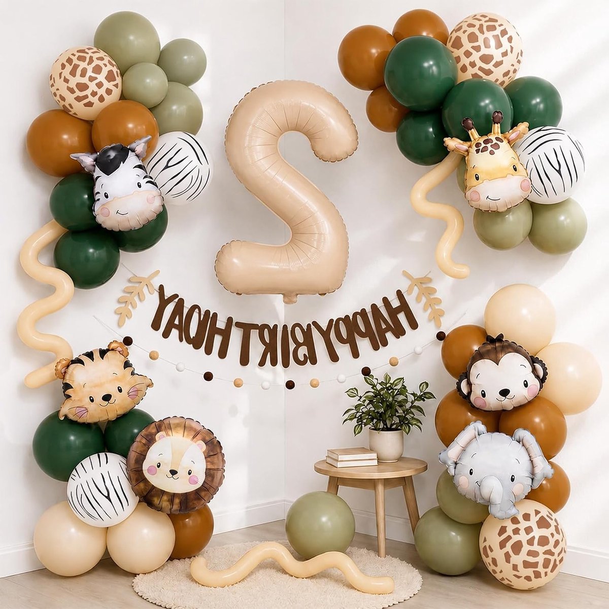 Jungle Dieren Verjaardagsdecoratie, 55 Stukken, Feestversiering, Ballonnen, Kinderen, Jungle Thema, Verjaardagsfeest Decoratie, Wild Party