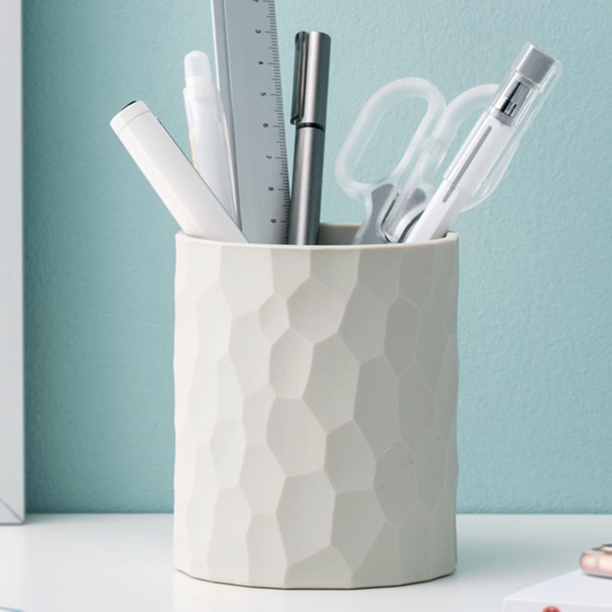 SnelShoppen - Waterdichte Silicone Penhouder voor Bureau, Multifunctionele Pen Box, Make-up Kwasten Houder, Lichtgrijs, Duurzaam en Stijlvol