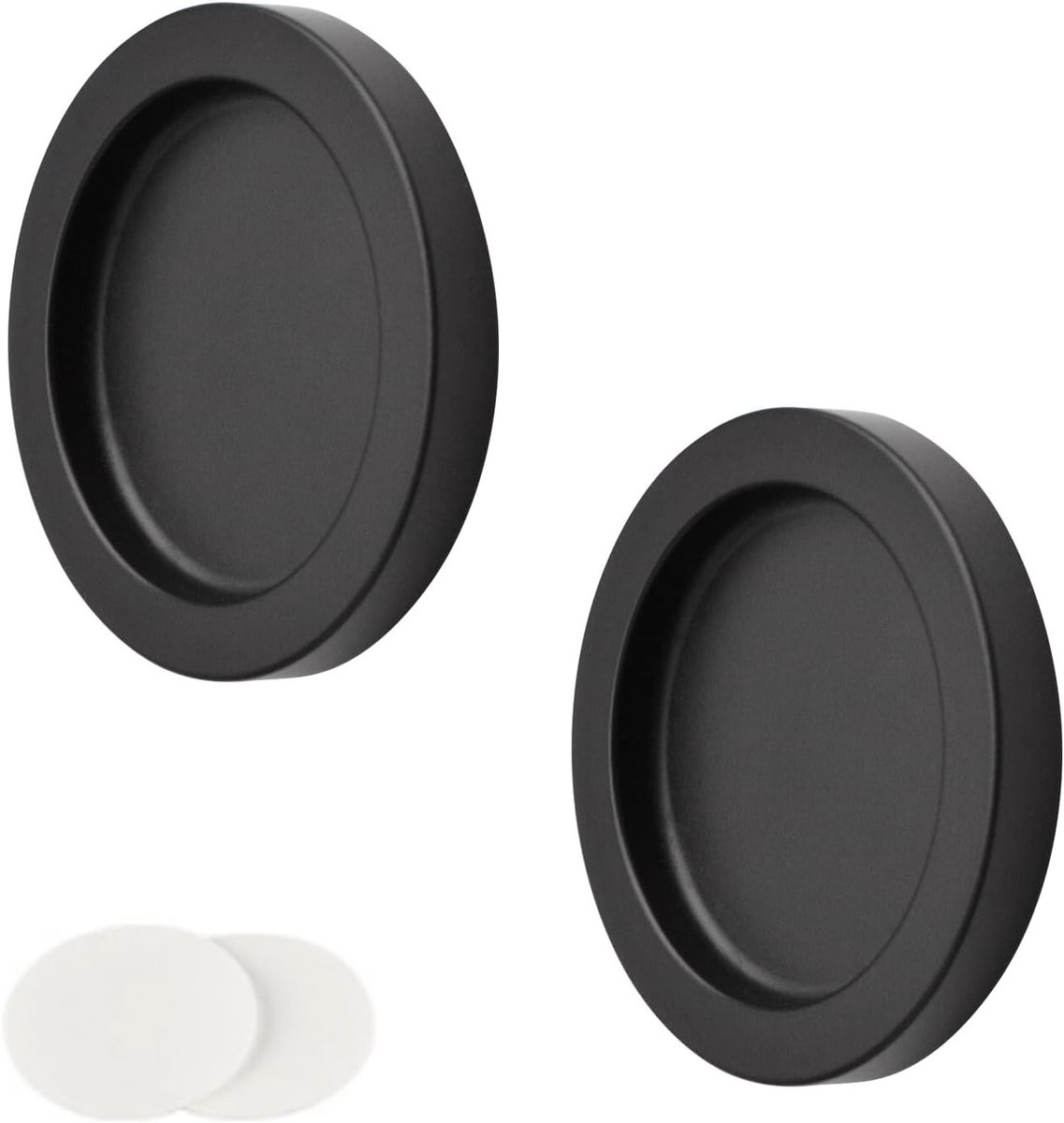 Set van 2 Zelfklevende Ronde Aluminium Sliding Deurhandgrepen voor Lade en Kast (Zwart) - Duurzaam, Modern, Gebruiksvriendelijk