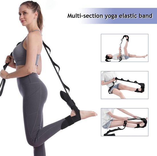 Thijox - Stretchband Dehnungsband Fascia Stretcher Yoga Stretch Ring - Pijnloze Benen Band voor Yoga, Fysiotherapie en Rehabilitatie - Zwart, 13 x 130 van Thijox — afbeelding 3