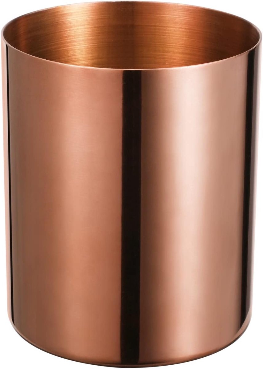 SnelShoppen - Minimalistische Ronde Roze Gouden RVS Penhouder - Desktop Bureau Organizer - Metalen Make-up Kwastenhouder - Perfect voor Kantoor en Thu
