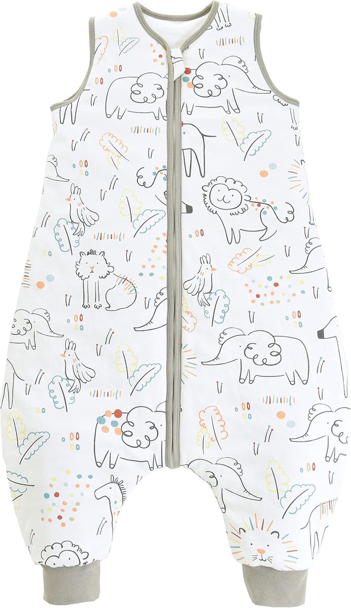 SnelShoppen - Baby Slaapzak met Benen 2.5 Tog, Vier Seizoenen, Hoogwaardige Katoen, Happy Zoo, 80 cm, Geschikt voor Kinderen 90-100 cm