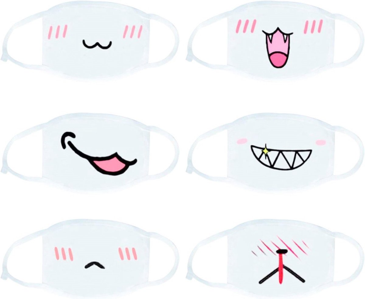 Set van 6 Unisex Katoenen Mode Mondmaskers - Ademend, Anti-Stof en Comfortabel voor Jongens en Meisjes