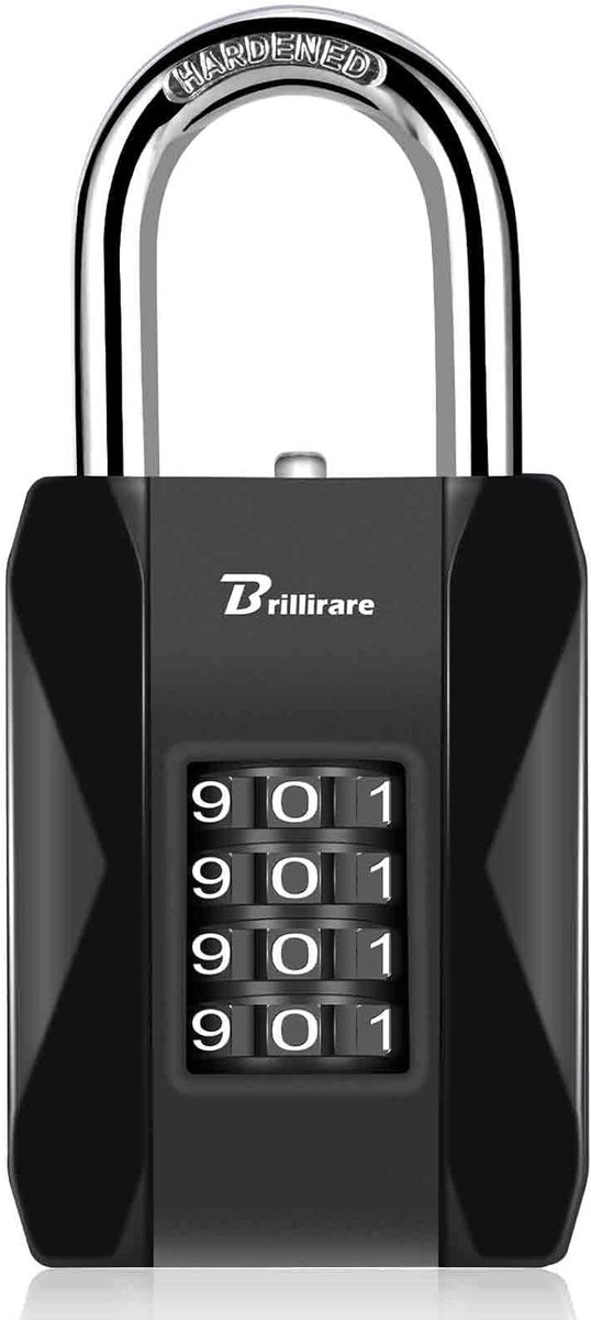 SnelShoppen - 4 Digit Combinatielock - Heavy Duty Outdoor Hangslot - Metaal Weerbestendig - Vergrendel met Lange Hardened Steel Shackle - Hoge Veiligh