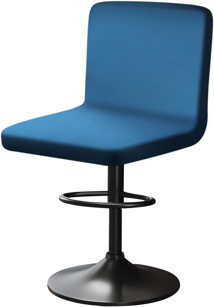 SnelShoppen - Luxe Velvet Bar Stool Covers met Rugleuning - Zacht en Rekbaar - Gemakkelijk te Installeren - Kreukvrij en Wasbaar - Peacock Blue - 1 St