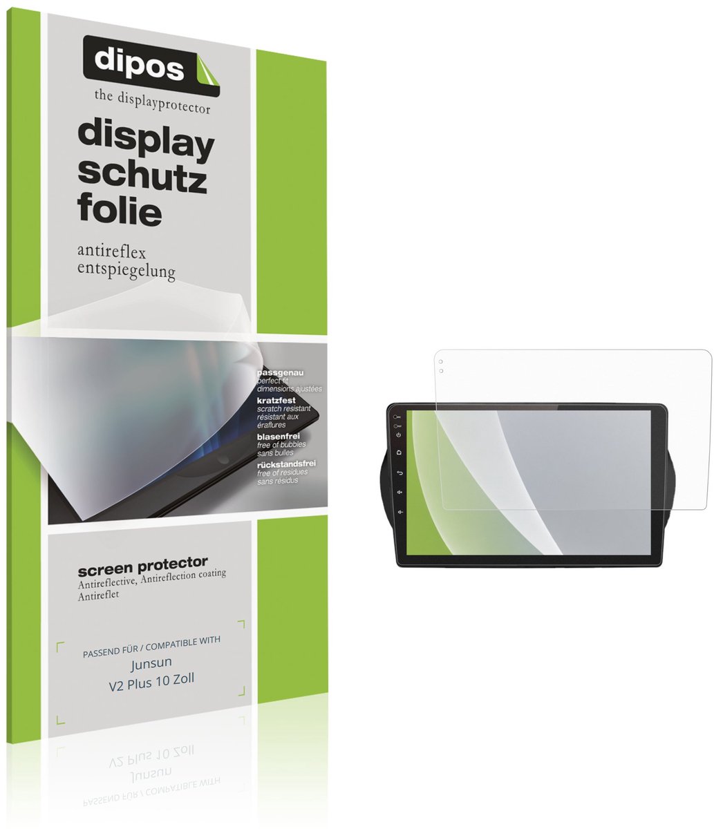 dipos – 2x Matte Beschermfolie geschikt voor Junsun V2 Plus 10 Inch | Krasbestendige & antireflecterende Screenprotector Ultra-Thin