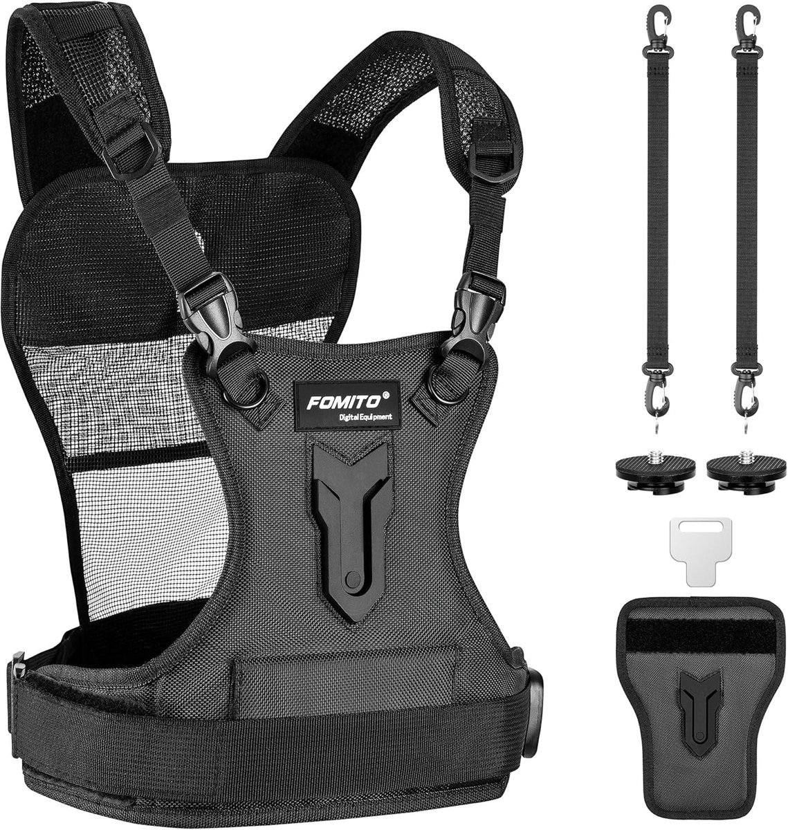 SnelShoppen - Multi Camera Vest met Borstband Systeem en Zijdelholster - Ergonomisch, Universele Compatibiliteit, Duurzaam Materiaal voor DSLR Camera'