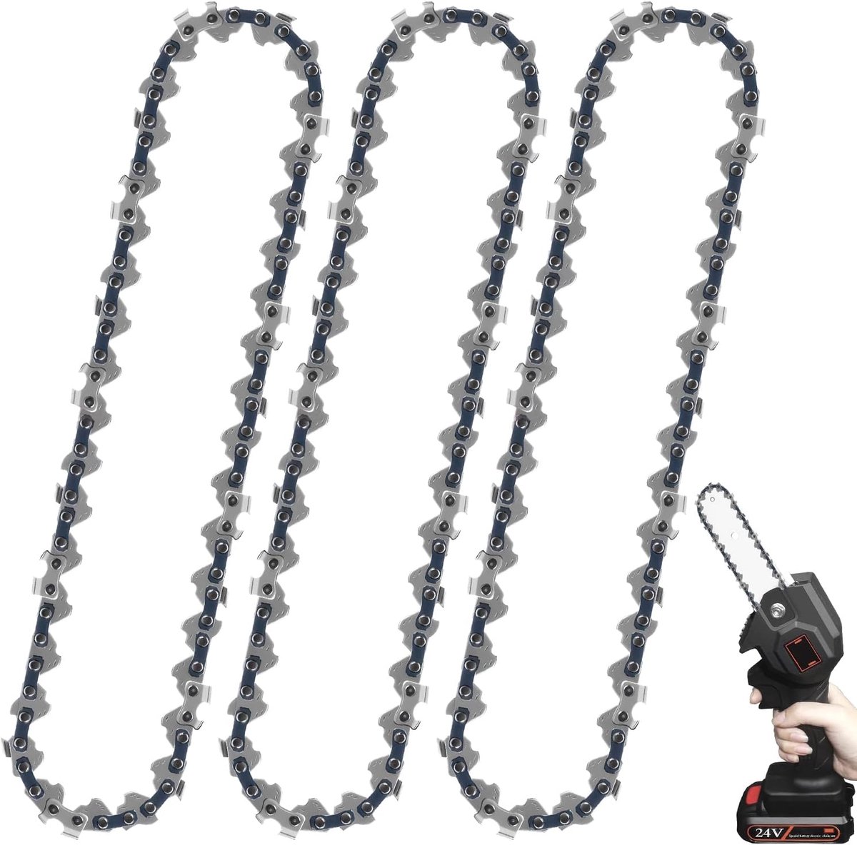 SnelShoppen - 3 Pack 6 Inch Vervangende Ketting voor Mini Kettingzaag - 37 Aandrijflinks - Hardstalen Ketting met Scherpe Tanden voor Efficiënt Houtza