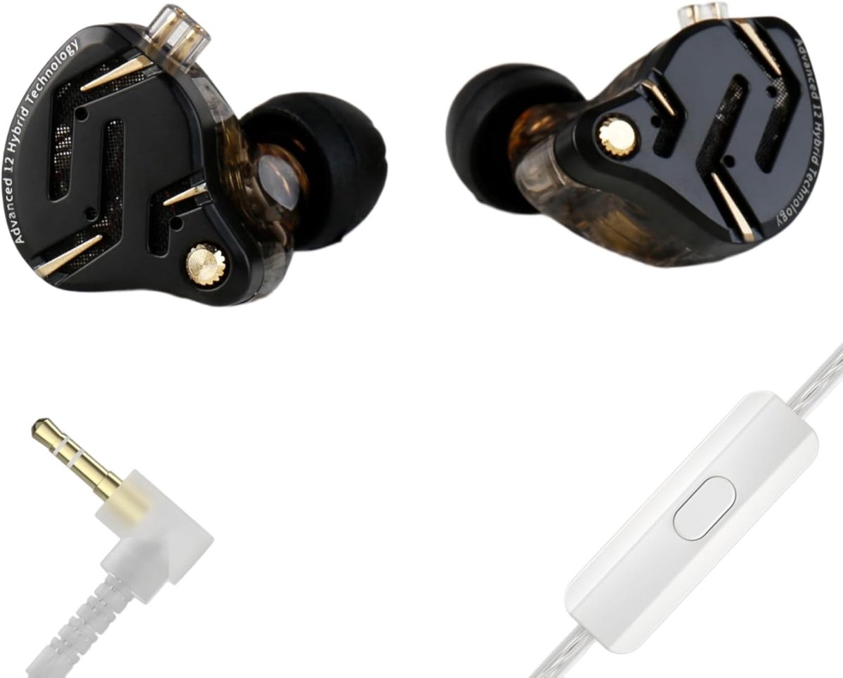 SnelShoppen - In-Ear Monitor Koptelefoon, 5BA+1DD Hybrid Drivers, Wired HiFi Geluid, Ideaal voor Gaming, Muzikanten en Audiophiles - Zwart met Microfo