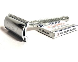 SnelShoppen - Safety Razor S 625-1 - Dubbelzijdige Scheermes met 5 Lord Platinum Blades - Perfect voor Heren en Dames - Ideaal voor Dagelijks Gebruik