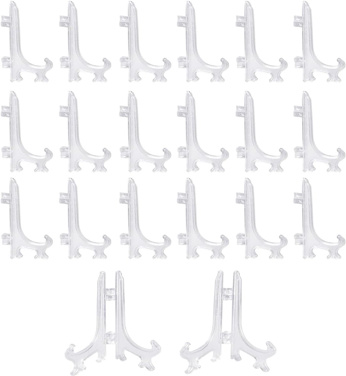 SnelShoppen - 20 Stuks Mini Plate Stands - 7.5cm Heldere Plastic Displayhouders voor Foto's, Kaarten, Decoratieve Items - Ideaal voor Bruiloften, Thui