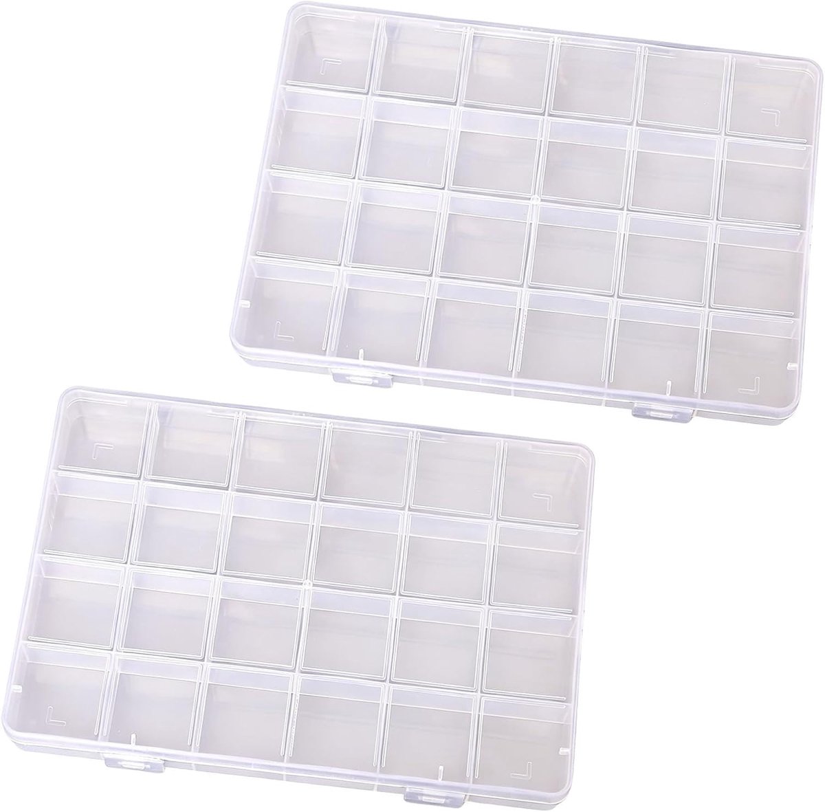 SnelShoppen - 2 Stuks Transparante Opslagdozen met 24 Compartimenten - Kleine Onderdelen Sorteringsbox - Duurzame PP Plastic Organizer voor Kralen, Oo