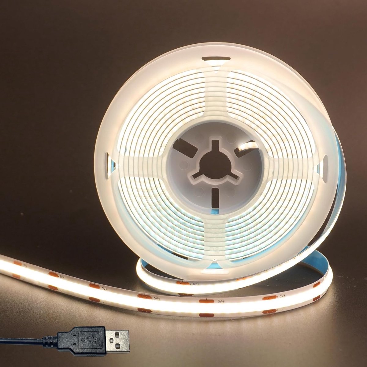 SnelShoppen - 5V USB COB LED Strip 4000K, 320LED/m, 8W/m, Flexibel en Waterproof 84ft - Ideaal voor Keuken, Tuin, Feest en Cladding