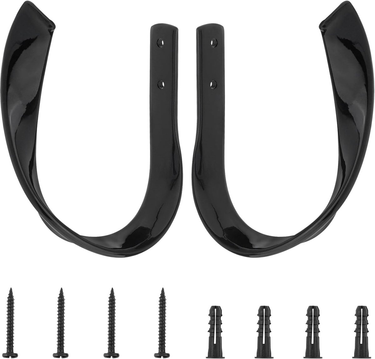 SnelShoppen - Set van 2 Aluminium Alloy Wandgemonteerde Decoratieve Gordijnhouders, Stevige U-vormige Golf Gordijnhaken in Zwart voor Thuisdecoratie,
