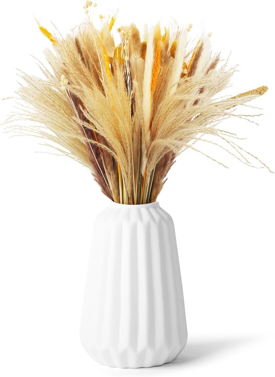 SnelShoppen - 100 Stuks Natuurlijke Dried Pampas Grass Boeketten, Gemengde Dried Rabbit Tail Grass Bloemen en Riet - Perfect voor Bruiloften, Tafel De