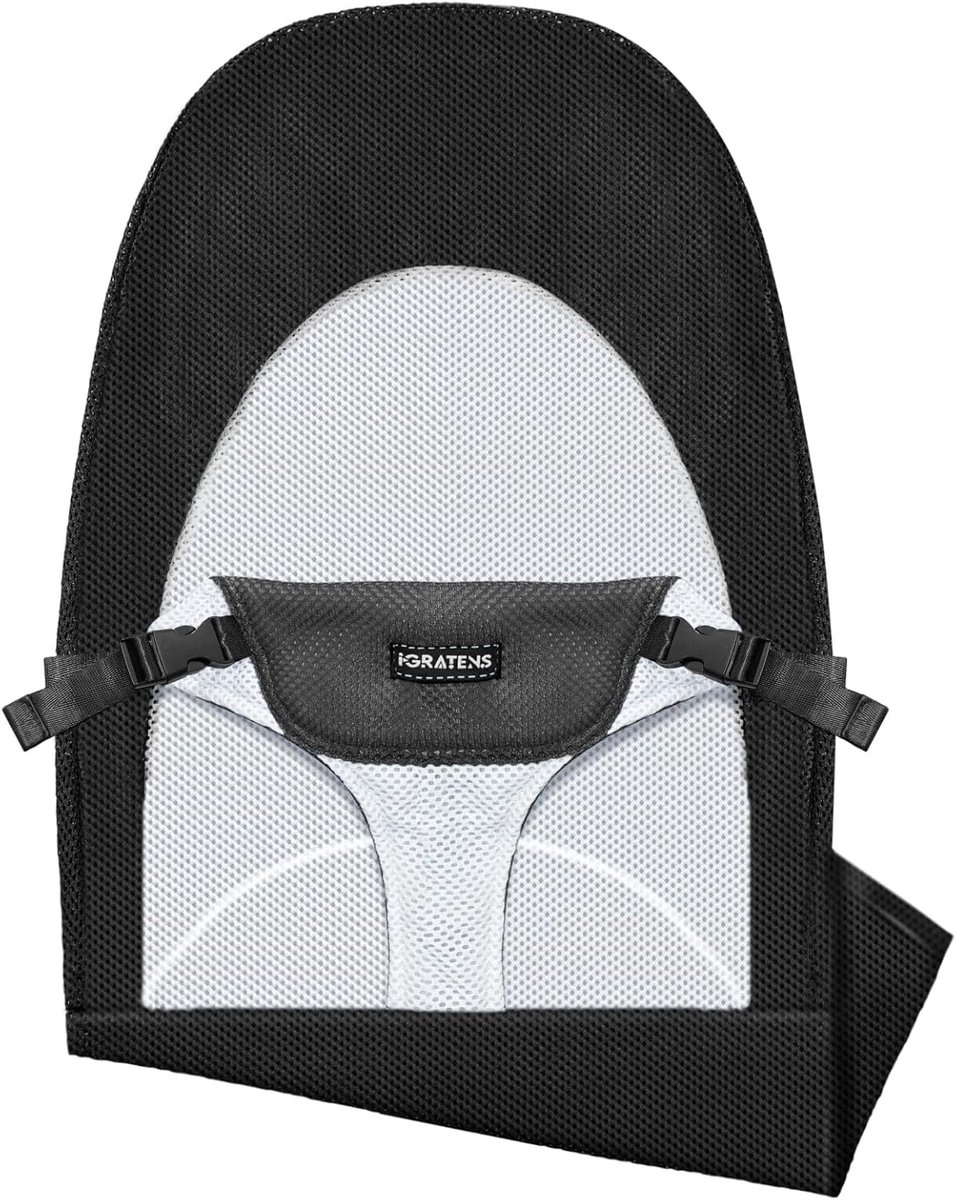 SnelShoppen - Baby Bouncer Stoel - iGRATENS Bouncer Cover - Ventilerend Mesh - Zacht en Huidvriendelijk - Machinewasbaar - Zwart - Baby Comfort voor T
