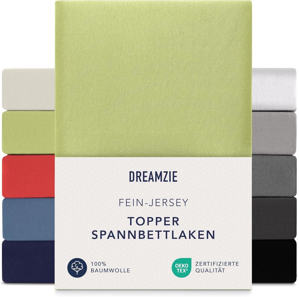 SnelShoppen - Fitted Sheet Topper 180x200cm - 200x200cm - 100% Katoen Jersey - Hypoallergene Matrasbeschermer - Oeko-Tex - Groene Kleur - Geschikt voo