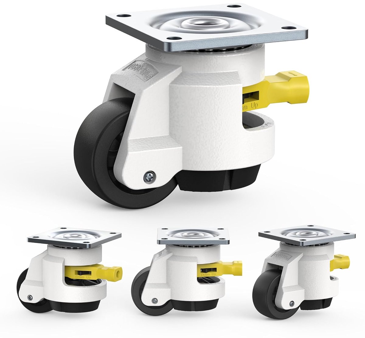 SnelShoppen - Heavy Duty Wielen met Ratchet Handvat voor Werkbank, 50 mm, Zwenkwielen, Industriële Casters, Laadcapaciteit 1000 kg, Set van 4