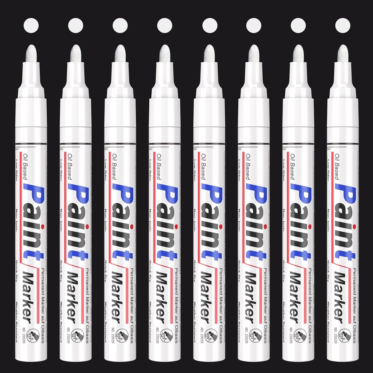 SnelShoppen - 8 Stuks Witte Verf Markers - Sneldrogende en Waterdichte Permanente Hooglighters voor Steen, Metaal, Glas, Textiel, Hout, Kunstprojecten