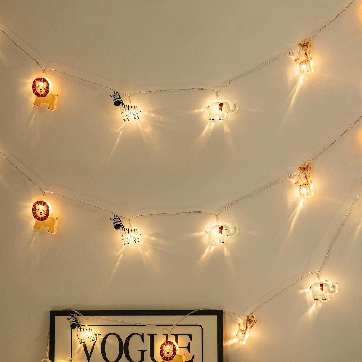 SnelShoppen - LED Fairy Lights Dieren Design 2.2m 12 Warm Witte LED's met Timer, Batterij Aangedreven, Binnen Decoratie voor Kinderkamer, Slaapkamer,