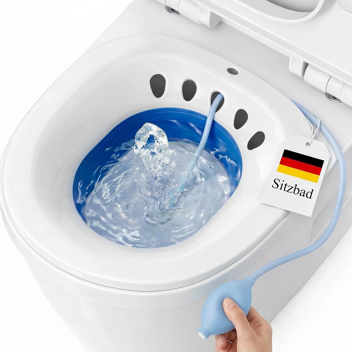 SnelShoppen - Vouwbare Zitbad voor Toilet, Hemorroïden, Postpartale Zorg, Vouwbare Badkuip voor Volwassenen, Hygiënisch en Veilig, Blauw