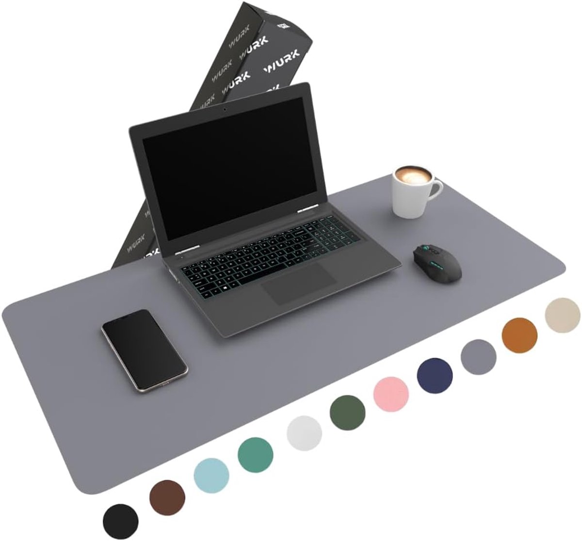 SnelShoppen - Professionele Desk Mat XXL 90x45 cm - Multifunctionele Muismat - Ruime Bureau Ondergrond - Grijze Desk Pad voor Organisatie en Comfort