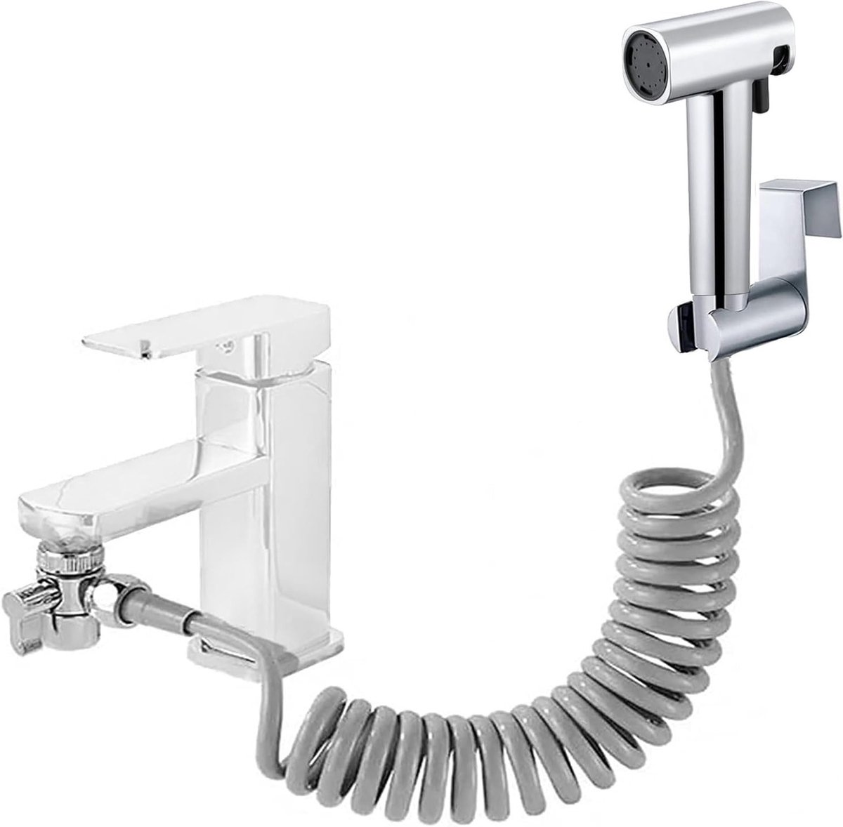 Bidet Handdouche Set met Dubbele Jets, ABS Spuitkop, Verhoogde Druk en Accessoires voor Babydoeken
