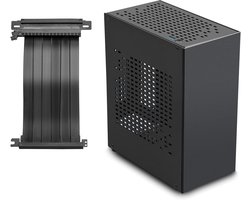 SnelShoppen - Aluminum Mini ITX Case met PCIe Riser, JOYJOM Mini PC Case, SFF Small Form Factor PC Case, TX Gaming Case voor GPU Graphics Card - Zwart
