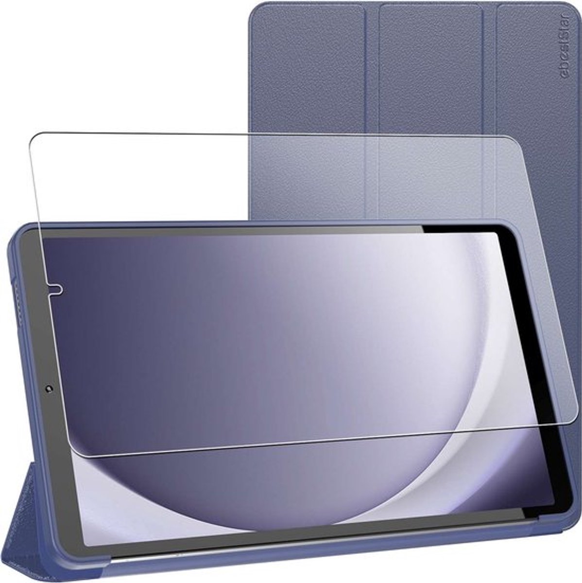 ebestStar - Hoes geschikt voor Samsung Galaxy Tab A9 8.7 (2023) SM-X110, Slimme Hoes met Magnetische Flip Bescherming, Siliconen, Donkerblauw + Gehard Glas