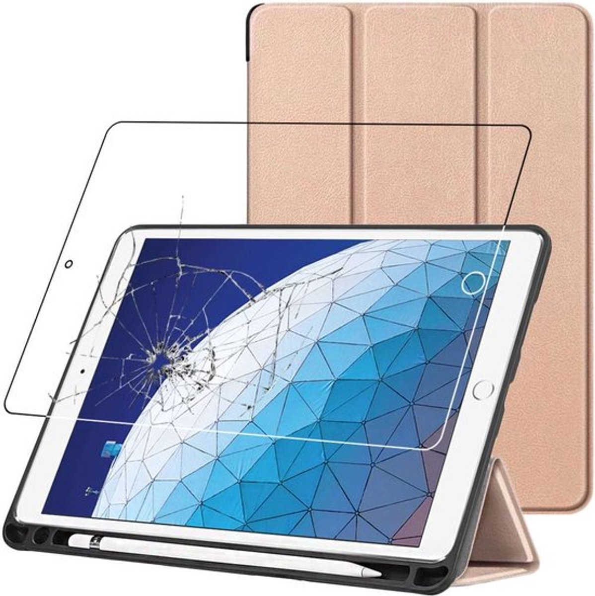 ebestStar - Hoes geschikt voor iPad Air 3 2019 10.5 Apple, Slanke PU Lederen Etui met Pennenhouder, Automatische Slaap/Wake, SmartCase hoesje, Goud + Gehard Glas
