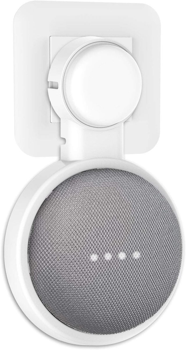 SnelShoppen - Wandbeugel voor Google Nest Mini & Home Mini - Stevige Houder met Kabelbeheer - Ideaal voor Slaapkamer, Badkamer & Keuken - Wit