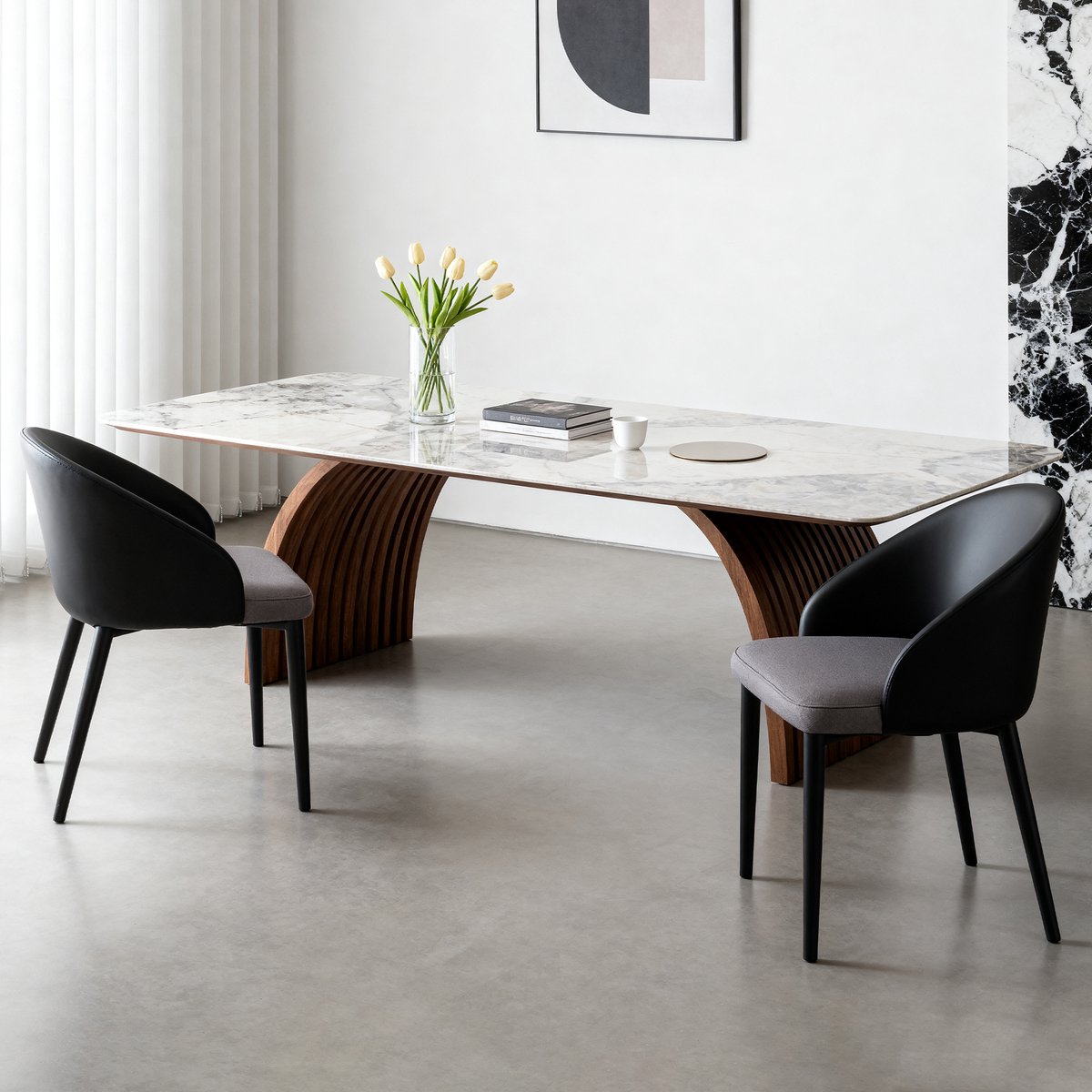 Eetkamerstoel Set Van 2 - Ergonomische Rugleuning Van Kunstleer En Ademende Netstof - Voor Eetkamer En Woonkamer - Grijs En Zwart Metaal
