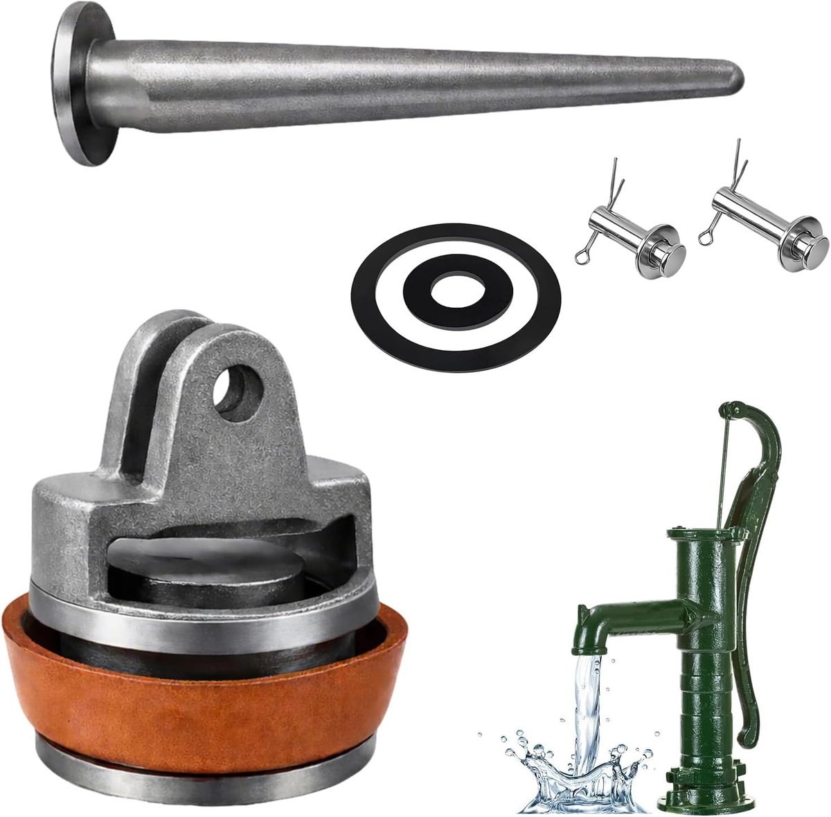 SnelShoppen - Vervangende Piston voor Crank Pompen Type 75 met Neus Invoerventiel, Complete Set voor Waterpompen, Tuinpompen en Handpompen