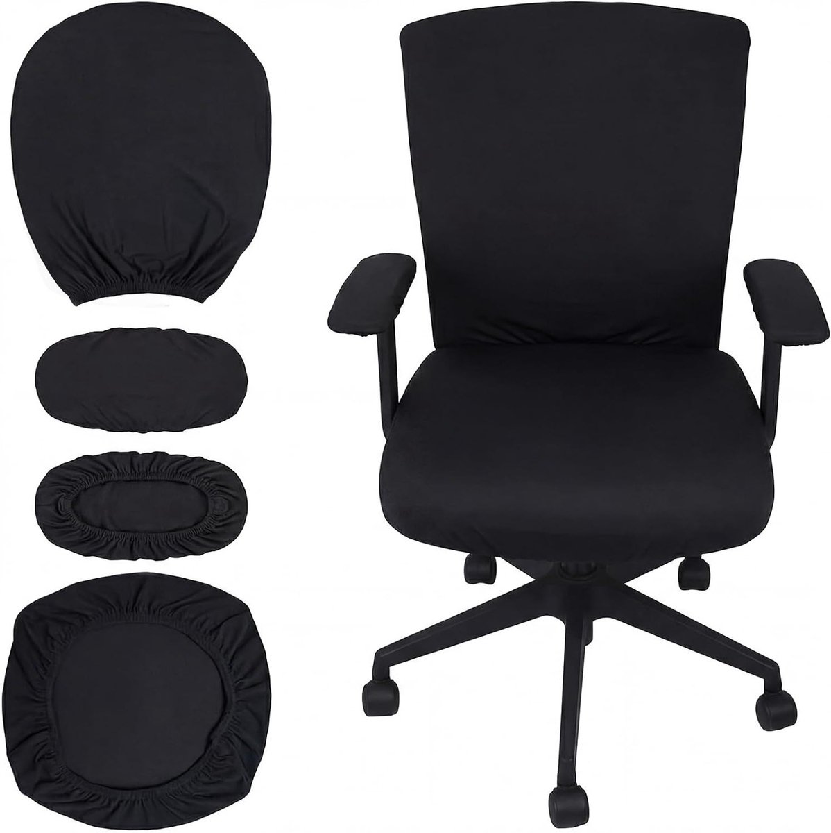 Hoes voor gamestoelen met armleuning, stoelhoes en rugleuning, computerstoelhoezen, rekbare elastische hoes voor gamestoel voor computer, videogame, bureaustoel (zwart)