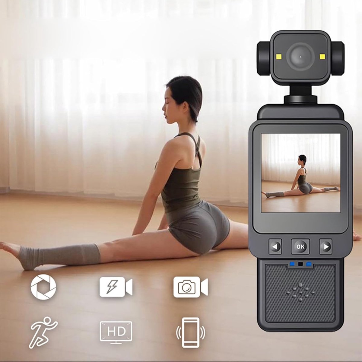 SnelShoppen - Topiky Camcorder - Multi Axis Stabilization Digitale Vlogging Camera voor YouTube - Handheld Video Camera met HD Scherm, Audio en Video thumbnail 4