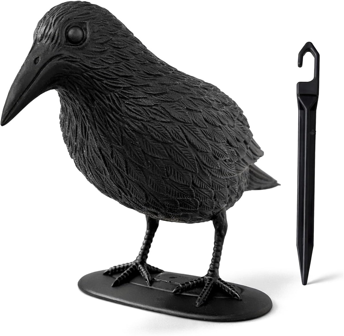 SnelShoppen - Realistische Kraai Decoy - Plastic Vogelverschrikker voor Balkon, Tuin en Terras - Ongeveer 30 cm - Zwart - Effectieve Afschrikking voor