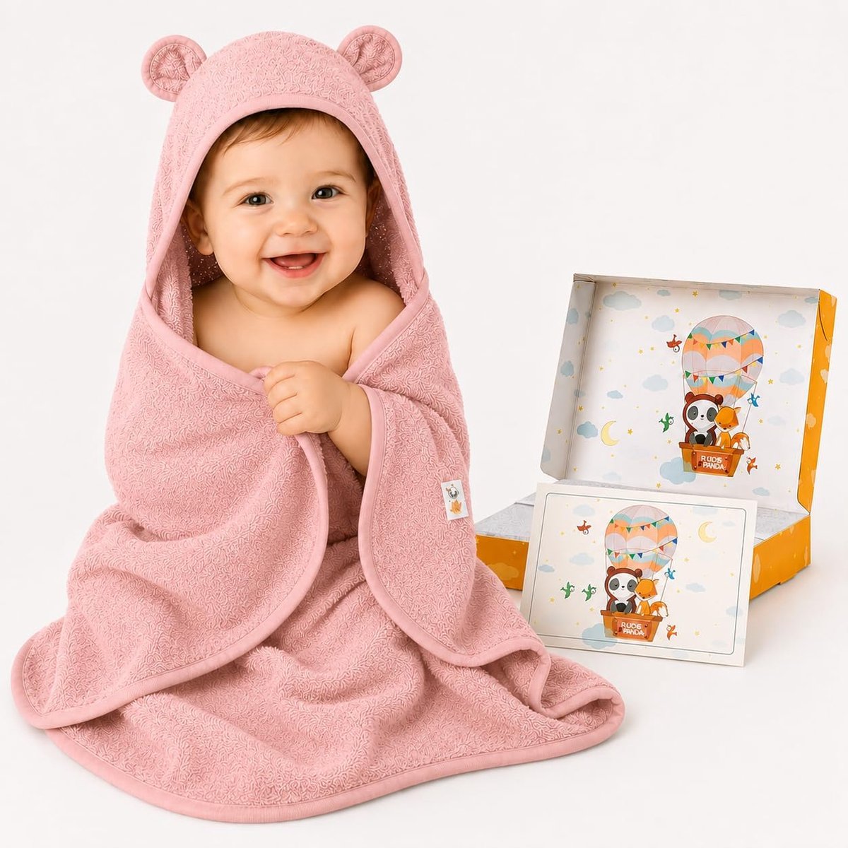 SnelShoppen - Baby Handdoek Kapdoek 75x75 cm Extra Zacht en Warm 100% Bamboe Schattig Cadeau Peony - Perfect voor Bad, Zwemmen en Kinderfeestjes