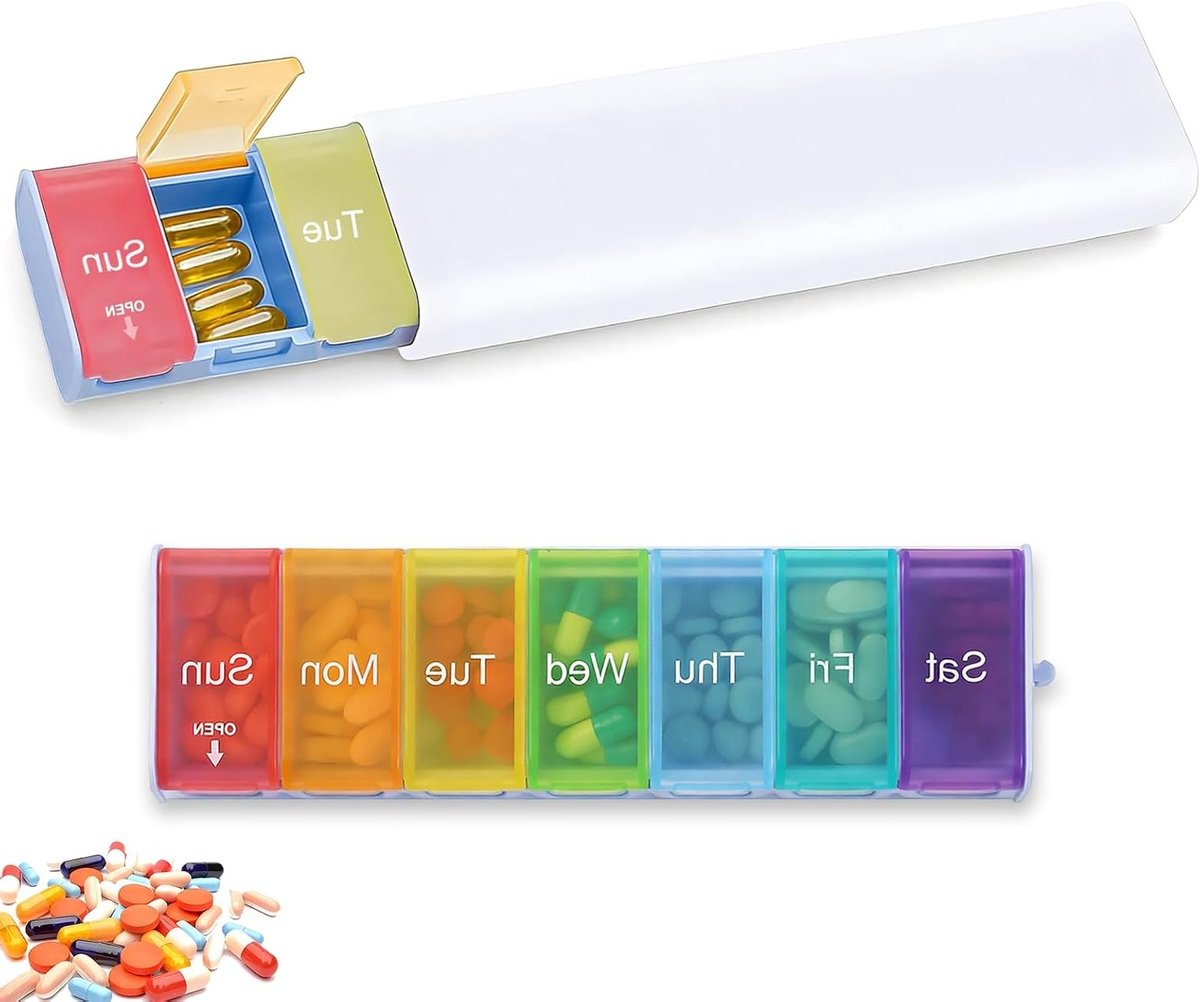 Tablettenbox voor 7 dagen met onderverdeelde vakken, ideaal voor medicijnen, vitamines en supplementen - compact en praktisch in gebruik