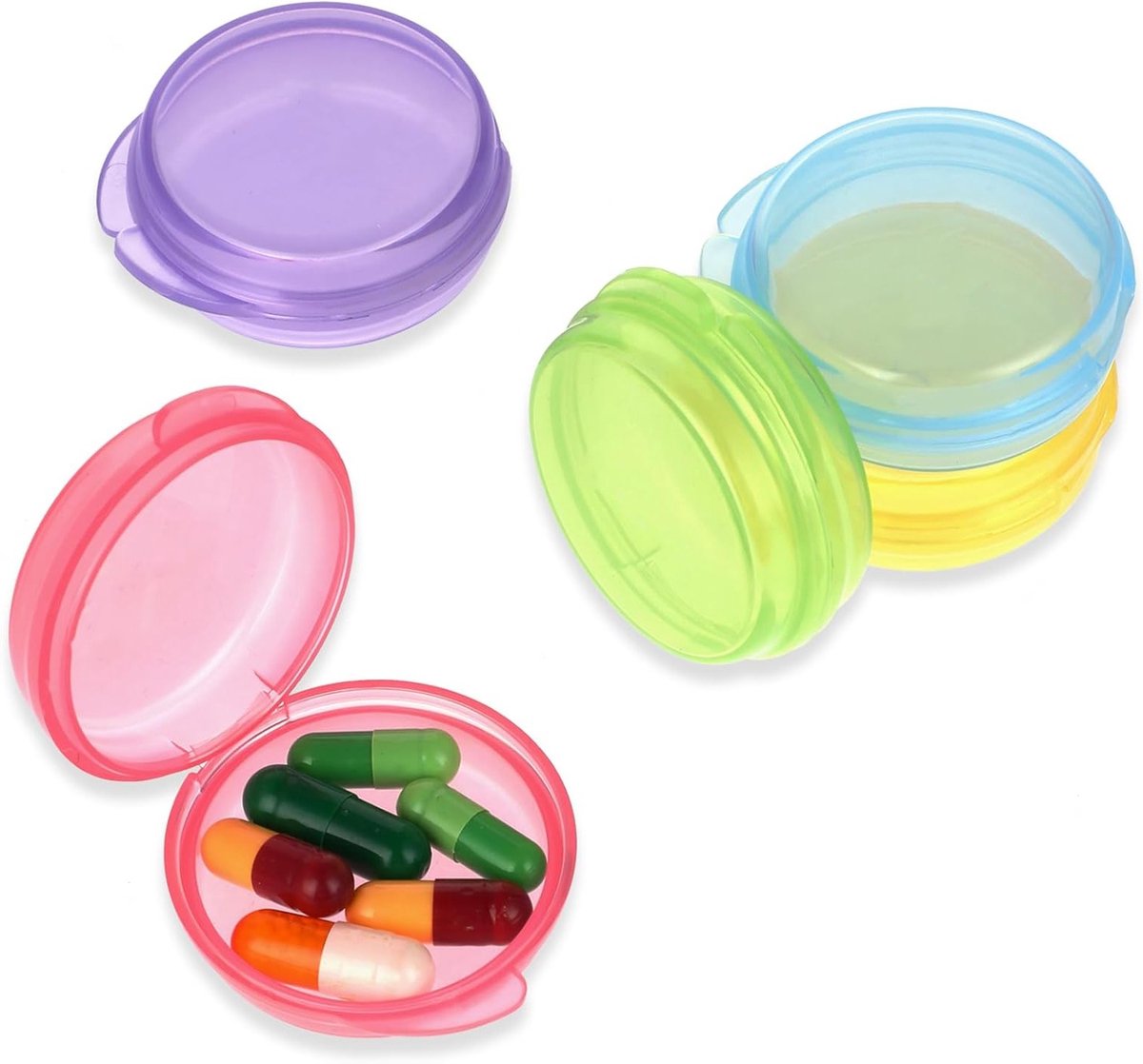 Mini Pillendoosje - 5 Stuks Kleine Organizer voor Vitaminen en Medicijnen - Handige Reisoplossing voor Pillen en Cod Liver Oil (Geel)