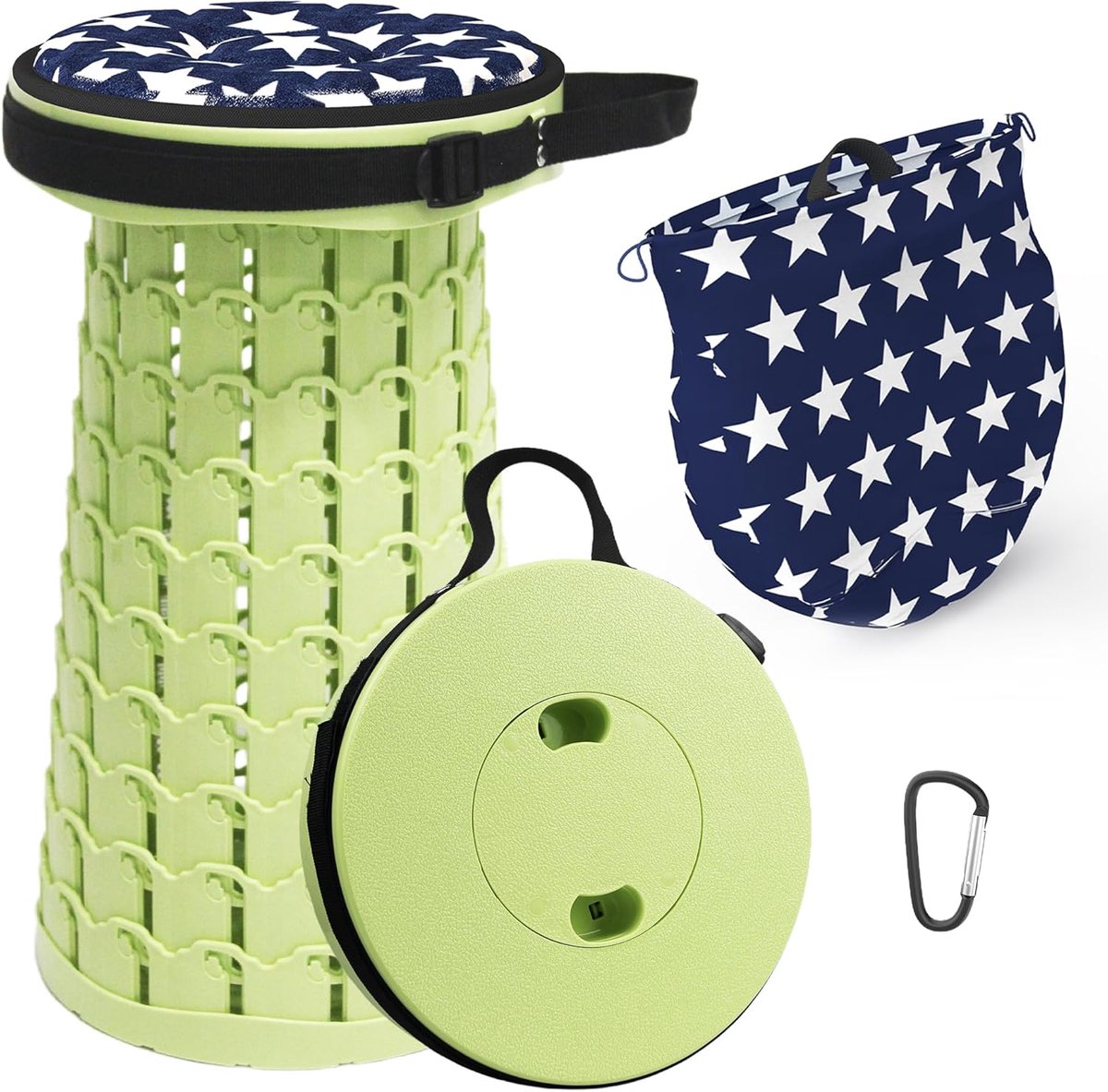 SnelShoppen - Opvouwbare Campingstoel met Kussen, Lichtgewicht Telescopische Stoel, 200 kg Draagvermogen, Sea Green voor Buiten, Vissen, Barbecue, Keu