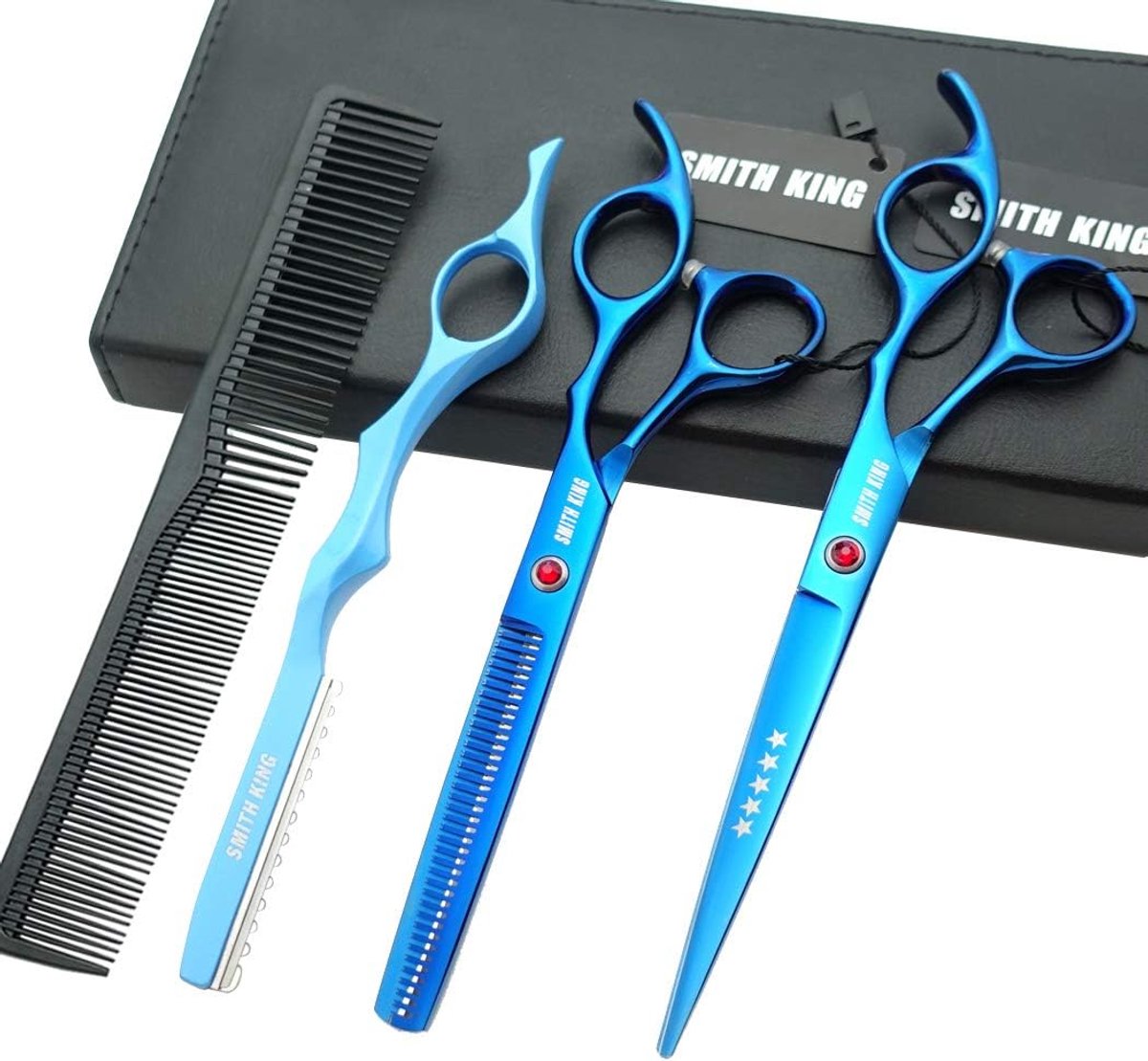 SnelShoppen - 7 Inch Haar Schaar Set - Professionele Haarknipschaar & Thinnerschaar van Roestvrij Staal met Scheermes Kam - Perfect voor Mannen en Vro