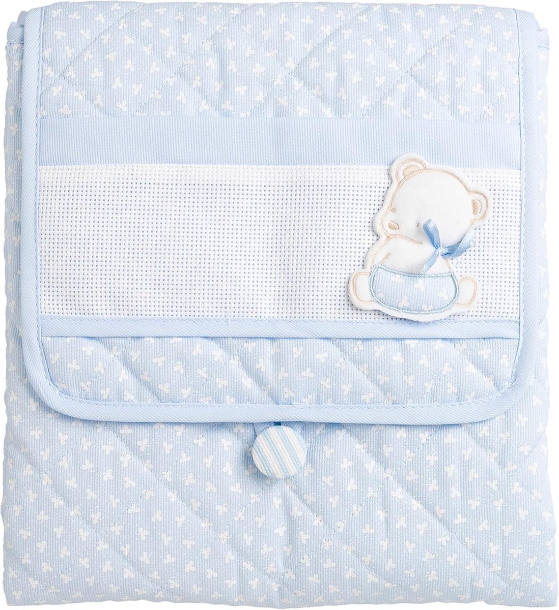 SnelShoppen - Filet Verschoonmat Draagbaar Vouwbaar voor Baby's en Peuters - Lichtblauw - Zacht en Hygiënisch 100% Katoen - Ideaal voor Thuis en Op Re