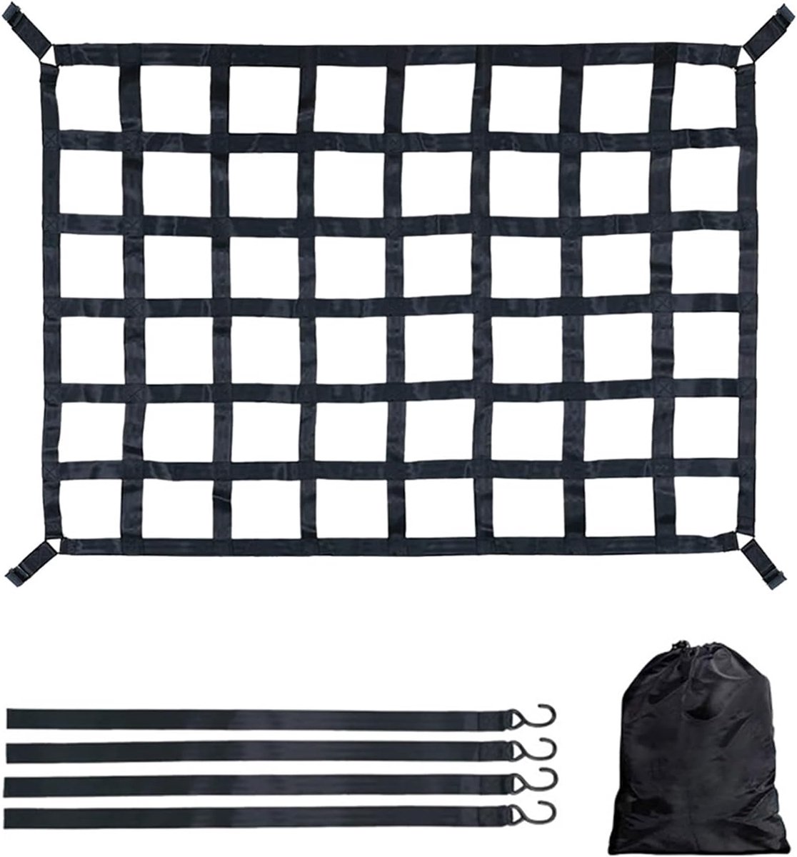 SnelShoppen - 1 x Verstelbaar Car Cargo Net - Trailer Cargo Net - Organiser voor Bagageruimte - Perfect voor Truck en Trailer - Veilig en Ruimtebespar