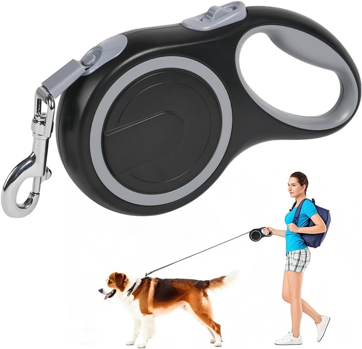 SnelShoppen - Retractable Hondenriem 5 m Nylon 360° No Tangle Perfecte Leiding voor Honden tot 50 kg - Ideaal voor Wandelen en Training