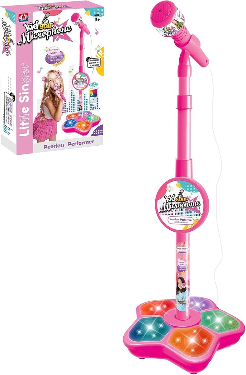 SnelShoppen - Karaoke Microfoon voor Kinderen met Stand - Mini Karaoke Machine voor Feesten, Speelgoed Microfoon, Perfect Cadeau voor Meisjes