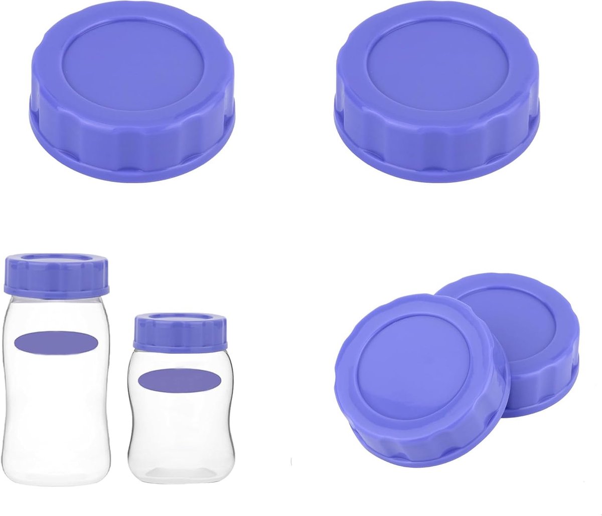SnelShoppen - 2 Stuks Babyflesdop voor Pigeon & Lansinoh Flessen - Lekvrij, Perfect voor Reizen & Vervangingsdeksels - BPA Vrij, Siliconen, Paars