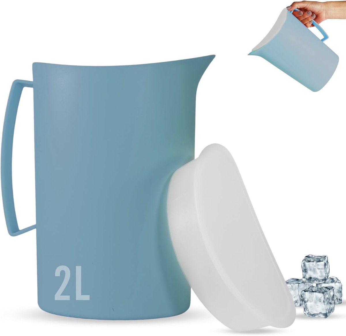 SnelShoppen - Multifunctionele Waterkan 2L van Hoogwaardige BPA-vrije Kunststof, Blauw - Perfect voor Feesten, Buitenactiviteiten en Keuken